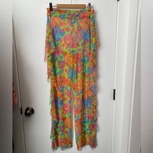 Floral Printed Mesh Beach Pants NWT
